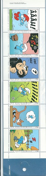 De Smurfen 6 imitatie postzegels in kartonnen omslagje-0