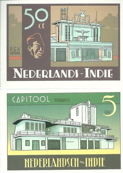 Peter van Dongen set van 4 postkaarten Nederlands-Indie Rampokan-0